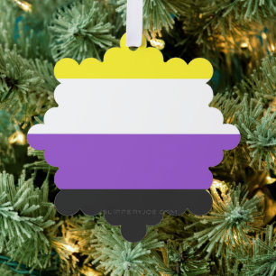 SlipperyJoe's Nonbinary Pride Flag yellow white pu Ornament Card