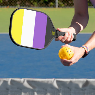 SlipperyJoe's Nonbinary Pride Flag yellow white pu Pickleball Paddle