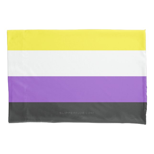 SlipperyJoe's Nonbinary Pride Flag yellow white pu Pillowcase (Front)