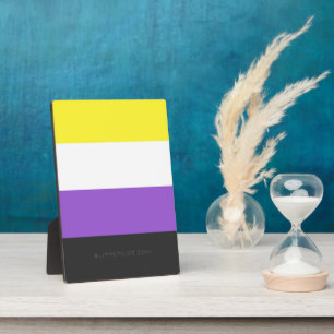 SlipperyJoe's Nonbinary Pride Flag yellow white pu Plaque