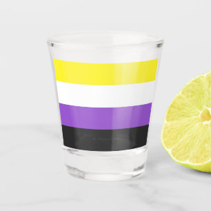 SlipperyJoe's Nonbinary Pride Flag yellow white pu Shot Glass