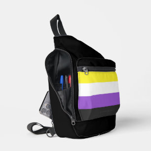 SlipperyJoe's Nonbinary Pride Flag yellow white pu Sling Bag