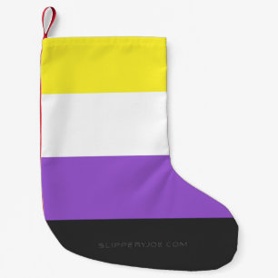 SlipperyJoe's Nonbinary Pride Flag yellow white pu Small Christmas Stocking
