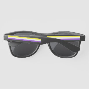 SlipperyJoe's Nonbinary Pride Flag yellow white pu Sunglasses