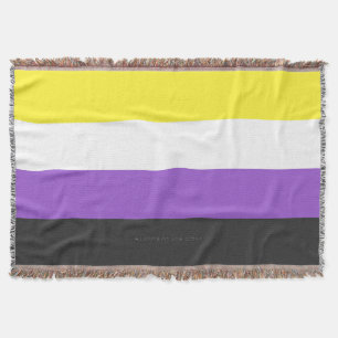 SlipperyJoe's Nonbinary Pride Flag yellow white pu Throw Blanket