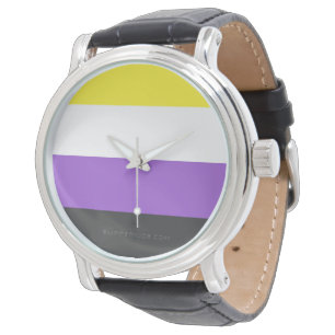 SlipperyJoe's Nonbinary Pride Flag yellow white pu Watch