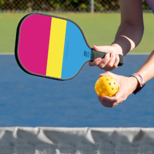 SlipperyJoe's pansexual pride flag gender-blind pi Pickleball Paddle