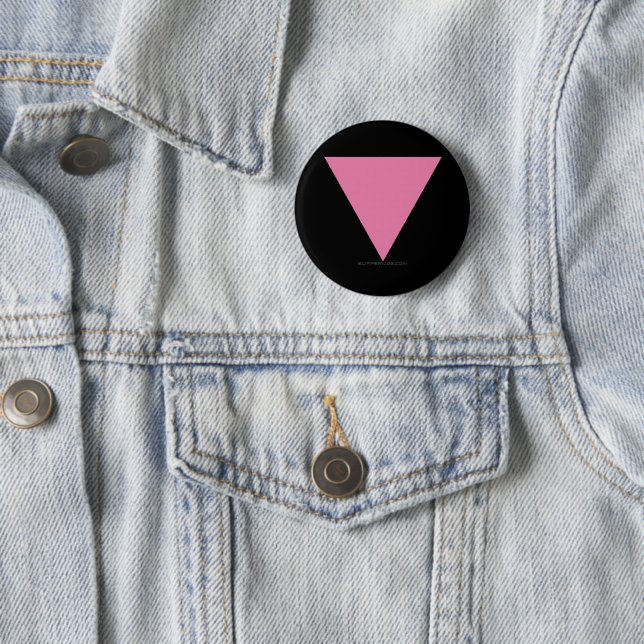 SlipperyJoe's pink triangle flag bright pink symbo 2 Inch Round Button (In Situ)