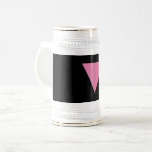 SlipperyJoe's pink triangle flag bright pink symbo Beer Stein