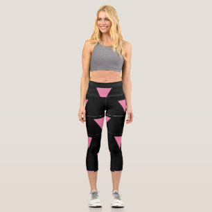 SlipperyJoe's pink triangle flag bright pink symbo Capri Leggings
