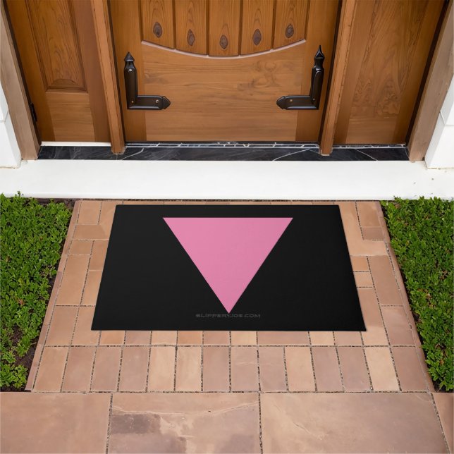 SlipperyJoe's pink triangle flag bright pink symbo Doormat (Outdoor)