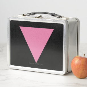 SlipperyJoe's pink triangle flag bright pink symbo Metal Lunch Box