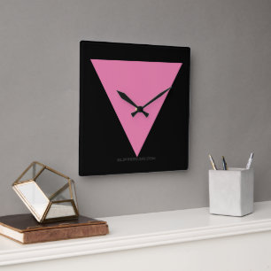 SlipperyJoe's pink triangle flag bright pink symbo Square Wall Clock