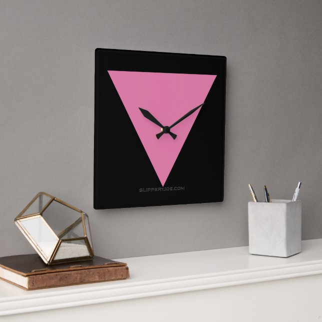 SlipperyJoe's pink triangle flag bright pink symbo Square Wall Clock (Office)