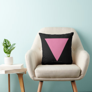 SlipperyJoe's pink triangle flag bright pink symbo Throw Pillow