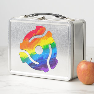 SlipperyJoe's plastic 45 RPM record adapter circul Metal Lunch Box