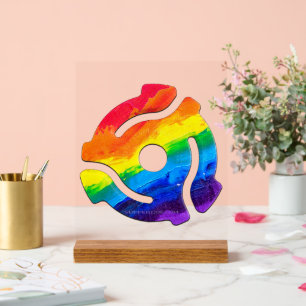 SlipperyJoe's plastic 45 RPM record adapter vibran Acrylic Sign