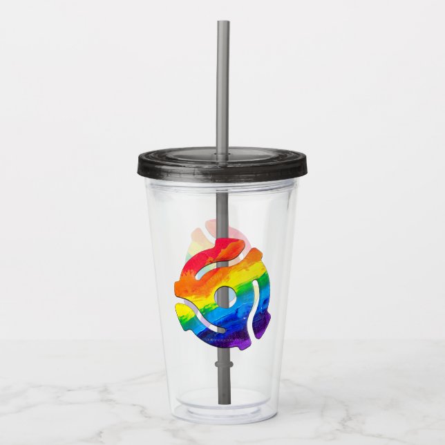 SlipperyJoe's plastic 45 RPM record adapter vibran Acrylic Tumbler (Front)