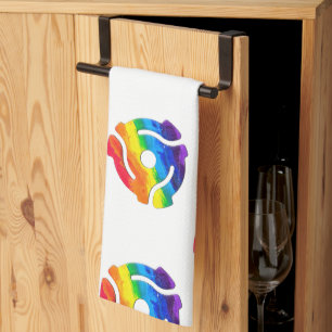 SlipperyJoe's plastic 45 RPM record adapter vibran Kitchen Towel