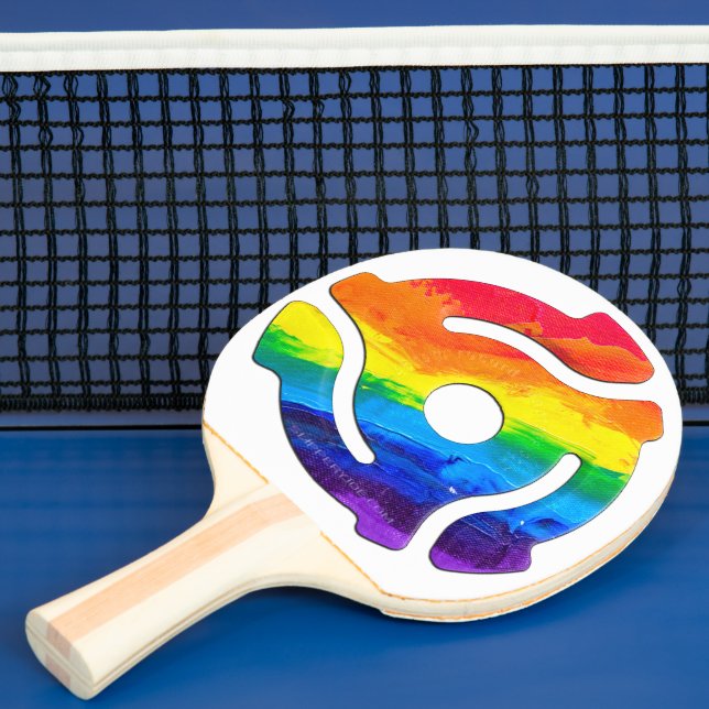 SlipperyJoe's plastic 45 RPM record adapter vibran Ping Pong Paddle (Insitu)