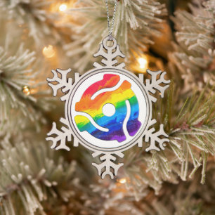 SlipperyJoe's plastic 45 RPM record adapter vibran Snowflake Pewter Christmas Ornament