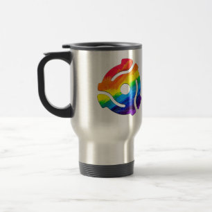 SlipperyJoe's plastic 45 RPM record adapter vibran Travel Mug