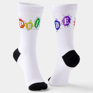 SlipperyJoe's pride colours word three-dimensional Socks