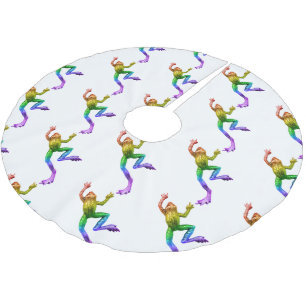 SlipperyJoe's Pride Frog figurine Vibrantly colore Brushed Polyester Tree Skirt