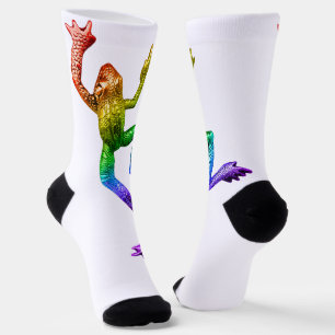 SlipperyJoe's Pride Frog figurine Vibrantly colore Socks