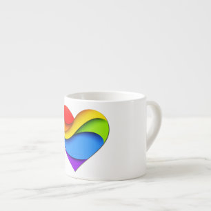 SlipperyJoe's pride heart curves shape 3-D three-d Espresso Cup