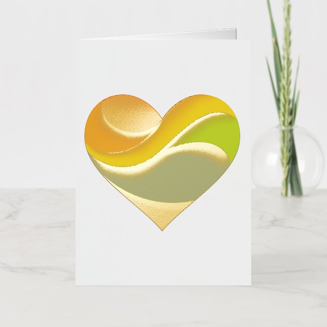 SlipperyJoe's pride heart curves shape 3-D three-d Foil Greeting Card (Front)