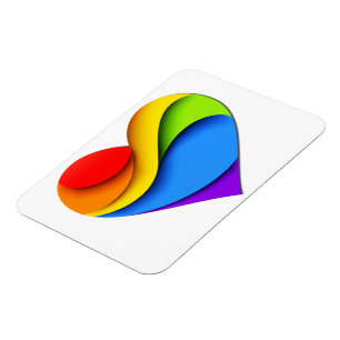 SlipperyJoe's pride heart curves shape 3-D three-d Magnet