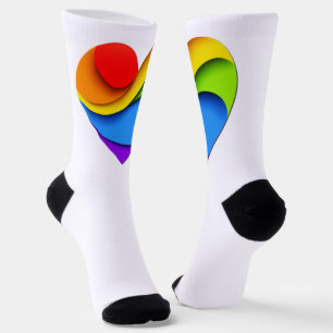 SlipperyJoe's pride heart curves shape 3-D three-d Socks