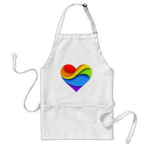 SlipperyJoe's pride heart curves shape 3-D three-d Standard Apron