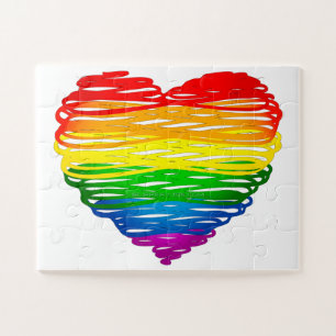 SlipperyJoe's Pride Heart Scribbles gay gifts arti Jigsaw Puzzle