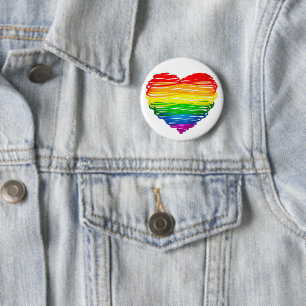 SlipperyJoe's Pride Heart Scribbles gay pride gift 2 Inch Round Button