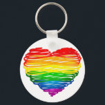 SlipperyJoe's Pride Heart Scribbles gay pride gift Keychain<br><div class="desc">SlipperyJoe's Pride Heart Scribbles gay pride gifts artistic heart shape LGBTQIA drawing rainbow love celebrate</div>
