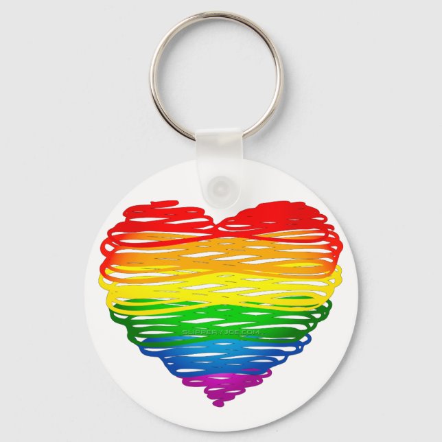 SlipperyJoe's Pride Heart Scribbles gay pride gift Keychain (Front)
