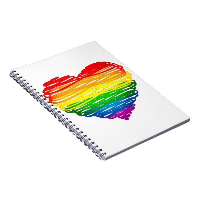 SlipperyJoe's Pride Heart Scribbles gay pride gift Notebook (Right Side)
