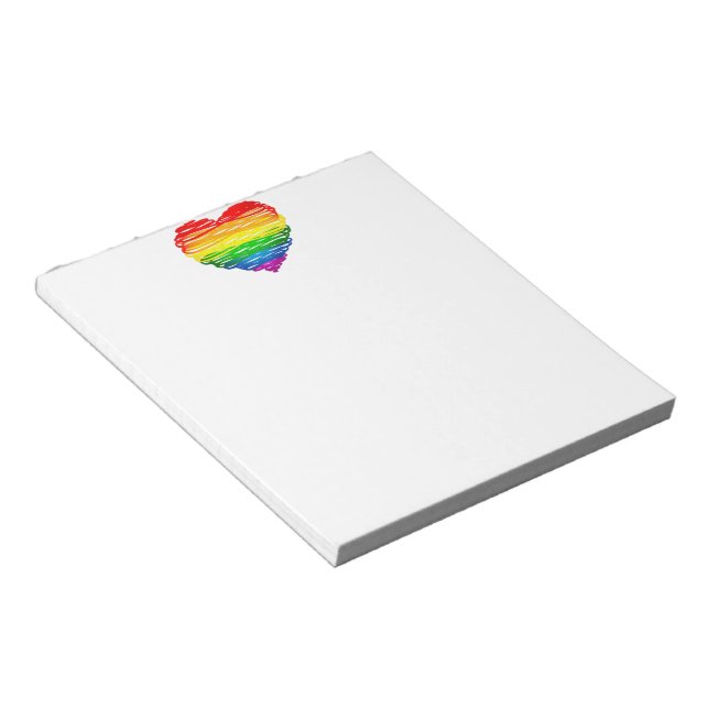 SlipperyJoe's Pride Heart Scribbles gay pride gift Notepad (Angled)