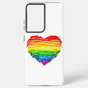 SlipperyJoe's Pride Heart Scribbles heart shape dr Samsung Galaxy Case