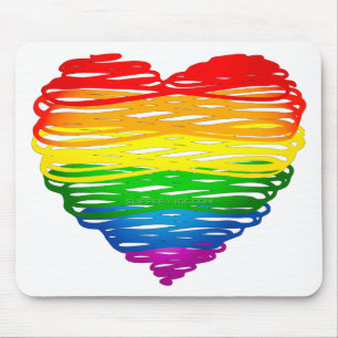 SlipperyJoe's Pride Heart Scribbles heart shape  Mouse Pad