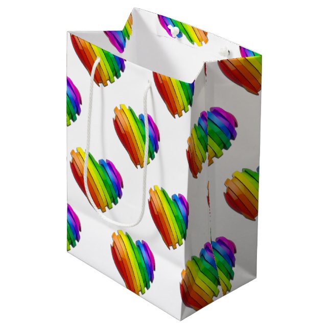 SlipperyJoe's pride heart shape multiple horizonta Medium Gift Bag (Front Angled)
