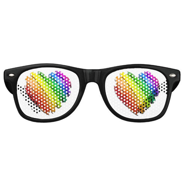 SlipperyJoe's pride heart shape multiple horizonta Retro Sunglasses (Front)