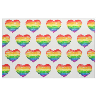 SlipperyJoe's pride scribbled heart shape drawing  Fabric
