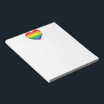 SlipperyJoe's pride scribbled heart shape drawing Notepad<br><div class="desc">SlipperyJoe's pride scribbled heart shape drawing rainbow love inclusivity message transcends boundaries gradient rainbow colors vibrant colorful illustration gay pride gifts artistic LGBTQIA uneven lines radiating outwards red orange yellow green blue purple depth dimension</div>