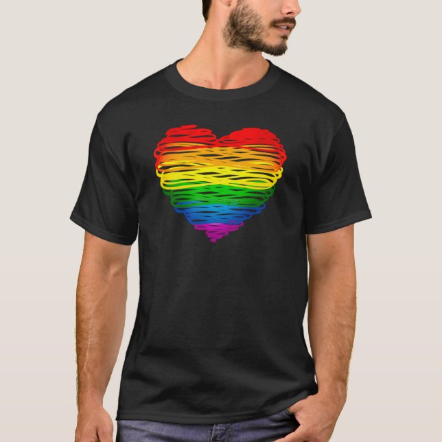 SlipperyJoe's pride scribbled heart shape drawing  T-Shirt (Front)