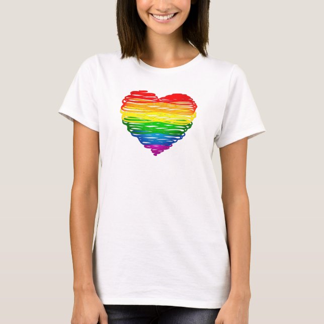 SlipperyJoe's pride scribbled heart shape drawing  T-Shirt (Front)