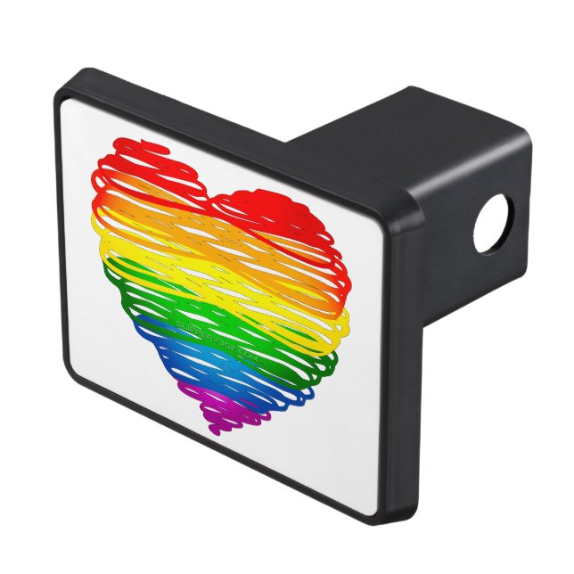 SlipperyJoe's pride scribbled heart shape drawing  Trailer Hitch Cover (Top Right)