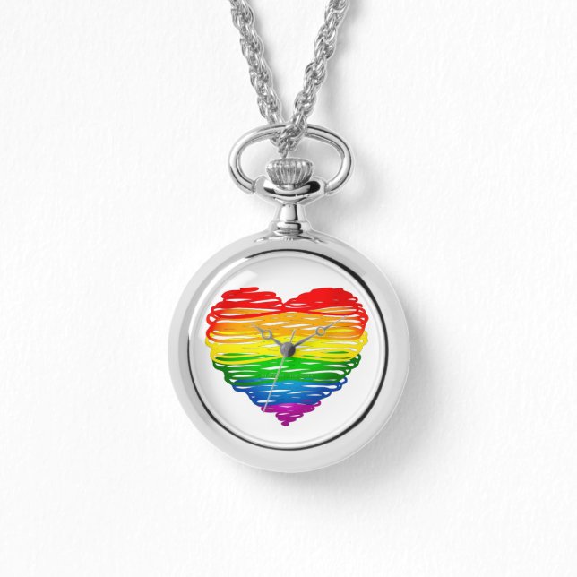 SlipperyJoe's pride scribbled heart shape drawing  Watch (Front)